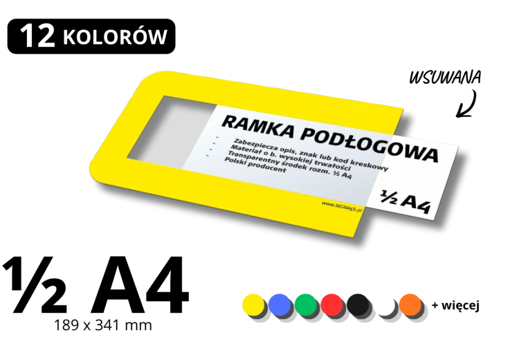 Ramka podłogowa otwarta 1/2 A4 189x341 mm – okienko podłogowe wsuwane | SIGNA 5S