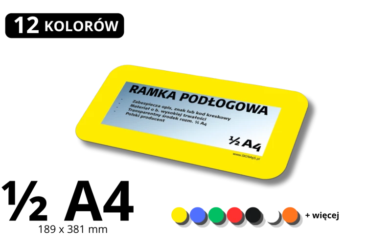 Ramka podłogowa 1/2 A4 189x381 mm – okienko podłogowe do oznaczeń | SIGNA 5S